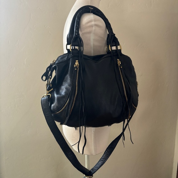 Linea Pelle Leather Tassel Bag in Black - Picture 5 of 11